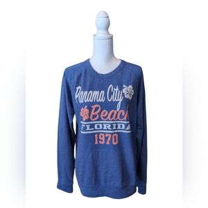 Vintage Surf Style Sweatshirt Womens L Crewneck Puffy Graphic Pullover